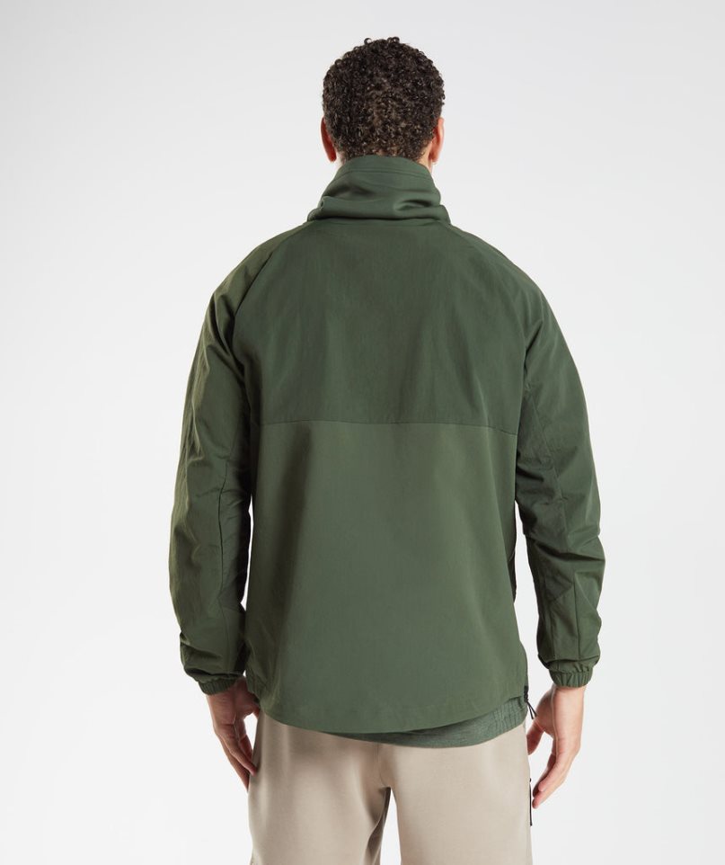 Men's Gymshark Retake Anorak Sweatshirts Olive | CA 836A75